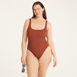 J. Crew Long Torso Textured Squareneck One-Piece